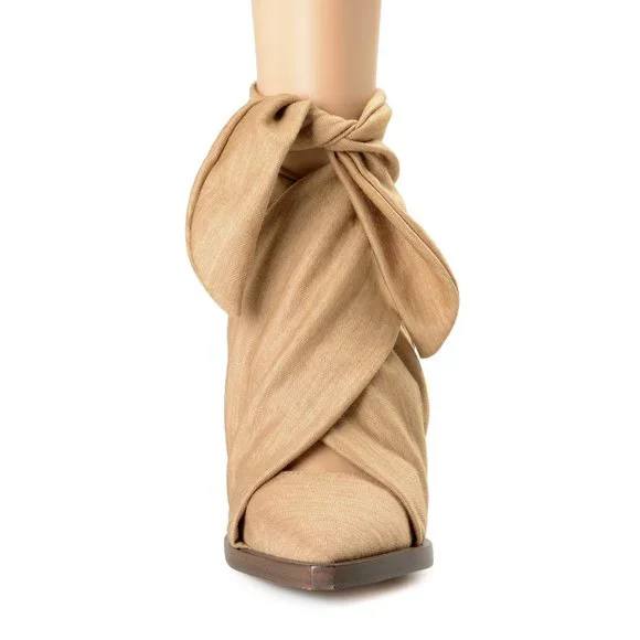 Burberry Women's Tillington Beige Leather High Heel Wrap Around Pumps Shoes